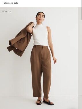 Madewell Pleated Tapered-Leg Pants in Easygoing Crepe